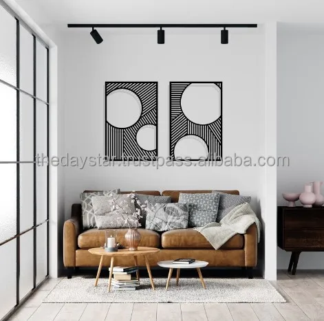 Completely Customisable Modern And Unique Metal Black Geometric Wall Art For Indoor Or Outdoor Decor