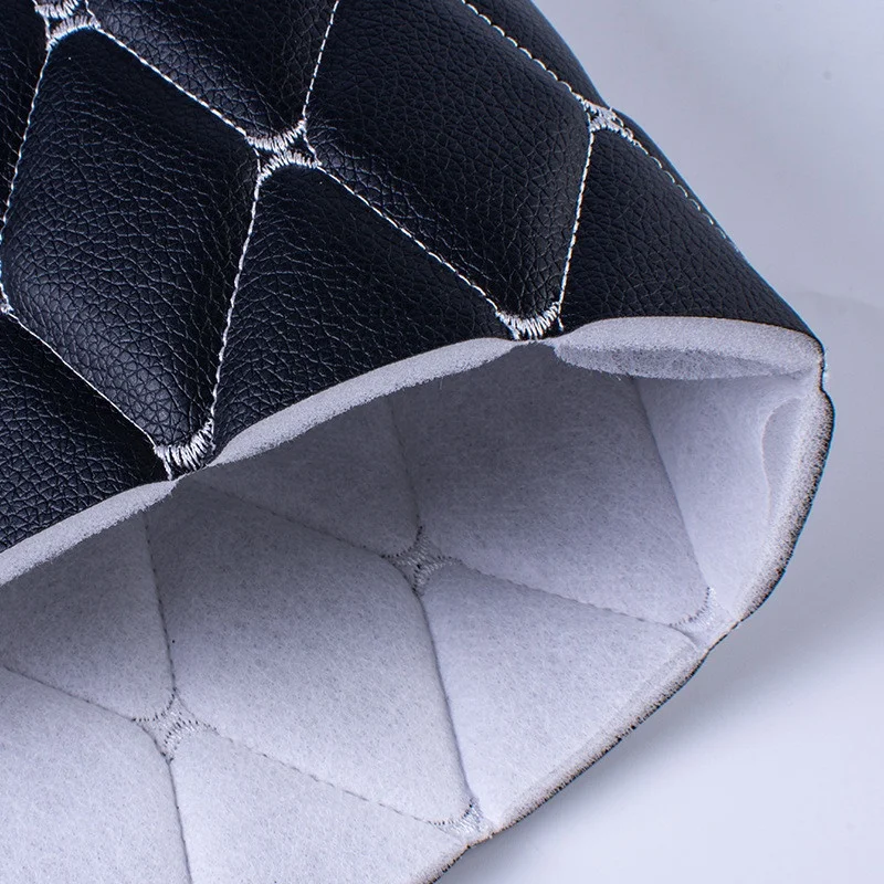 Quilted Foam Fabric Faux Leather Thick Sponge Backing Faux Leather Diamond Fluted Car Seating Vehicle Upholstery Fabric