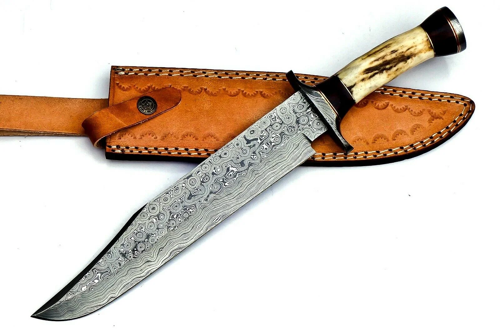Custom Hammer Forged Damascus Steel Bowie Knife