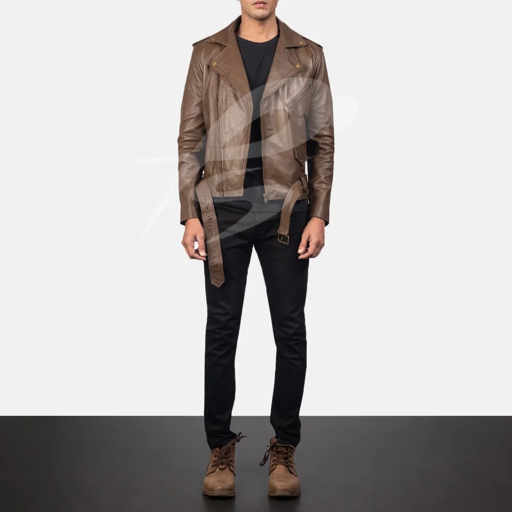 Оптовая продажа Мужская Байкерская кожаная куртка из натуральной воловьей кожи с логотипом на заказ мужская повседневная брендовая ремнем рок
