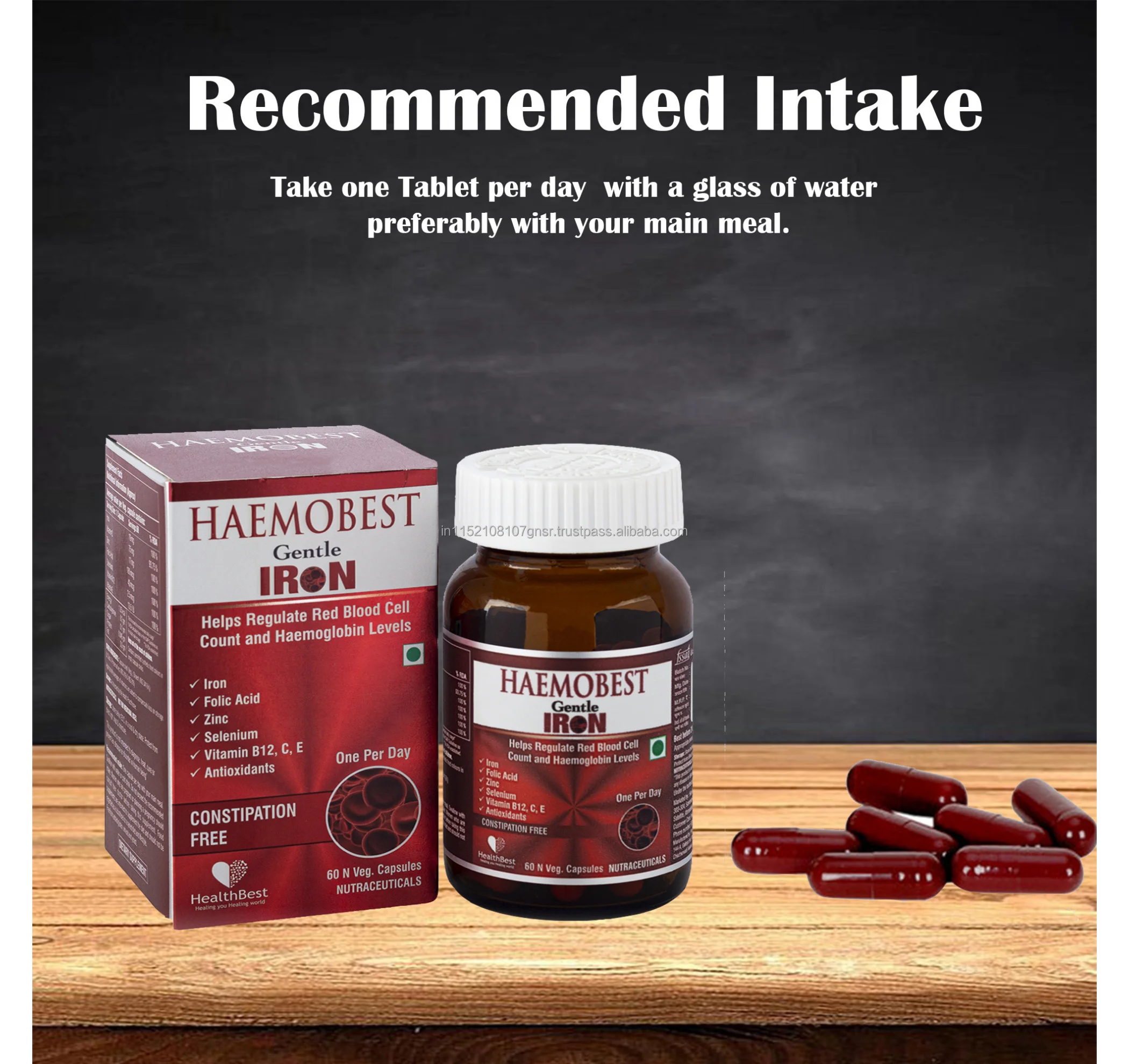 HealthBest Haemobest Capsules Iron Supplement Increases Hemoglobin Idea for Sensitive Stomachs  Non-Constipating