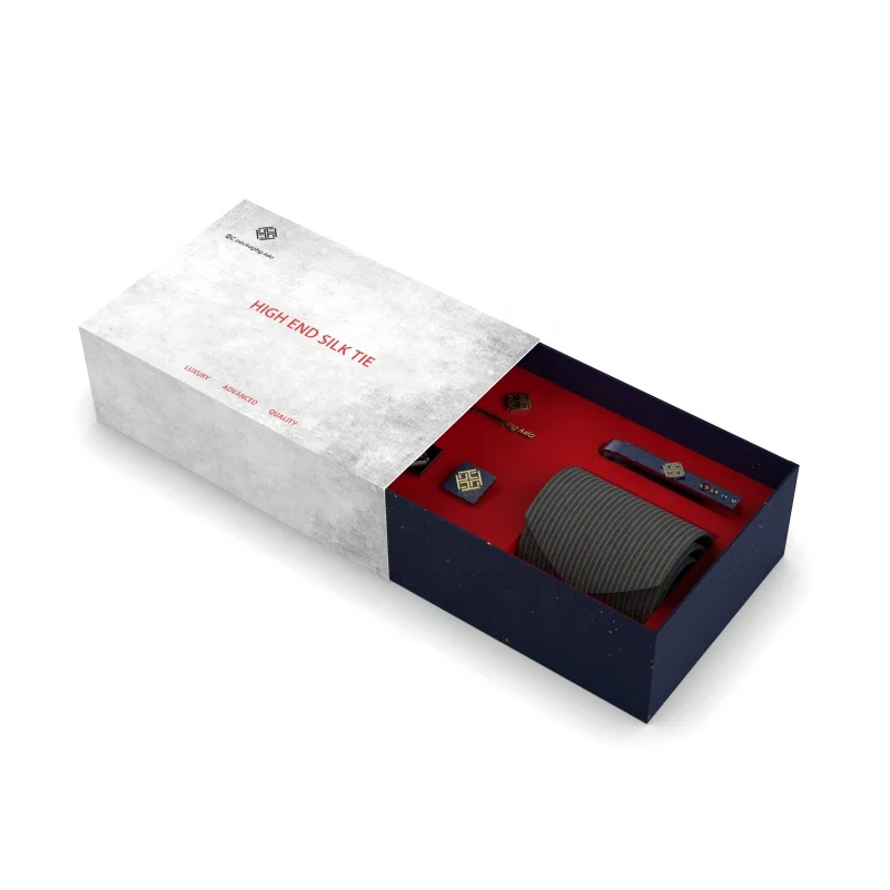 Gift Box Rigid Boxes Coated Paper Wholesale Latest Design Custom Manufacturer Luxury for Tie Box MOQ 1000 Pcs Accept