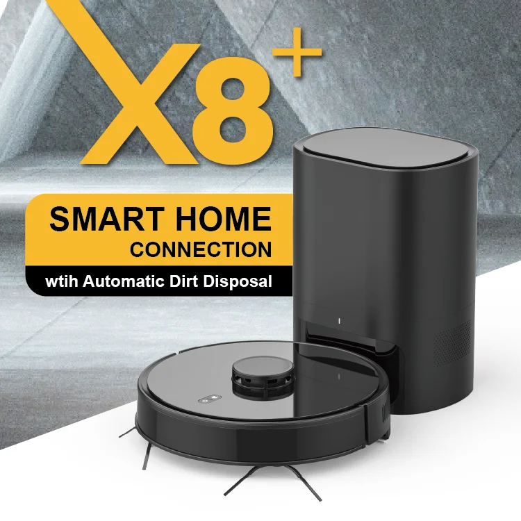 Electric/Battery Powered Robot Cleaner PET Friendly Hoover with Self-Emptying Cleaning Dust Bag