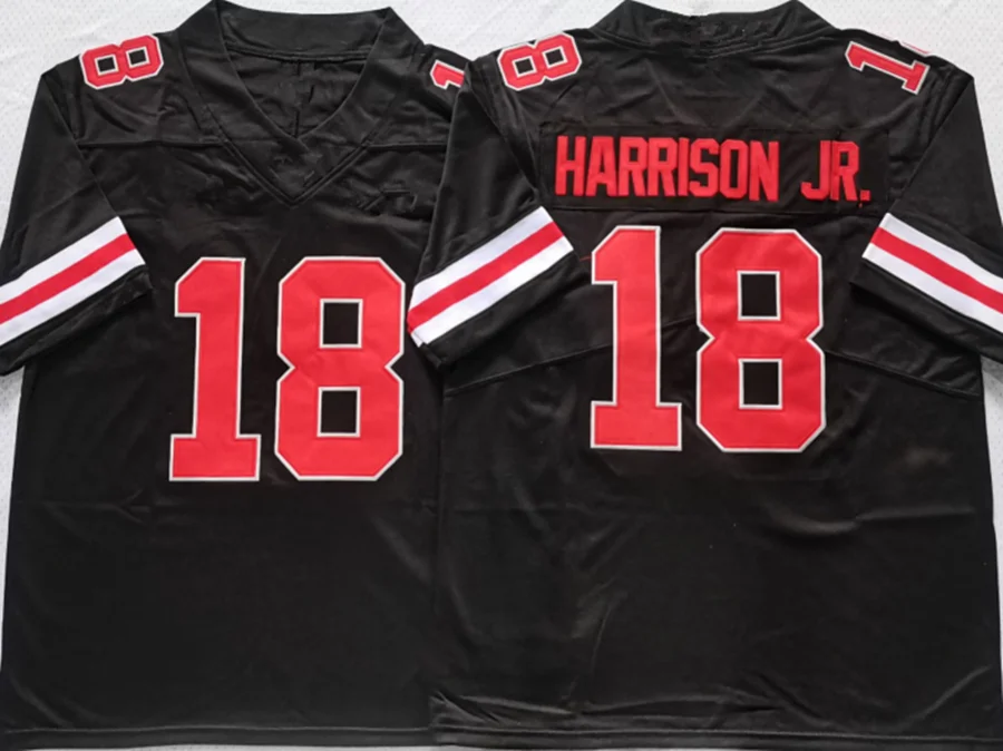 Mens Ohio State College Football Jerseys 18 Marvin Harrison JR. Stitched F.U.S.E. Limited Player Jersey - Gray Red Black