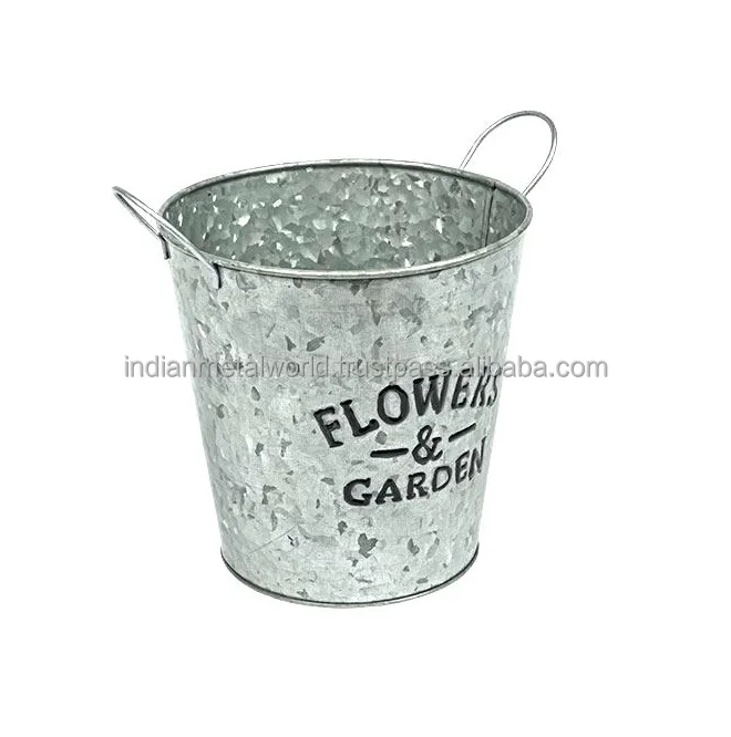 Black powder coated iron planter suppliers and exporters of modern metal planters and flower buckets at low price