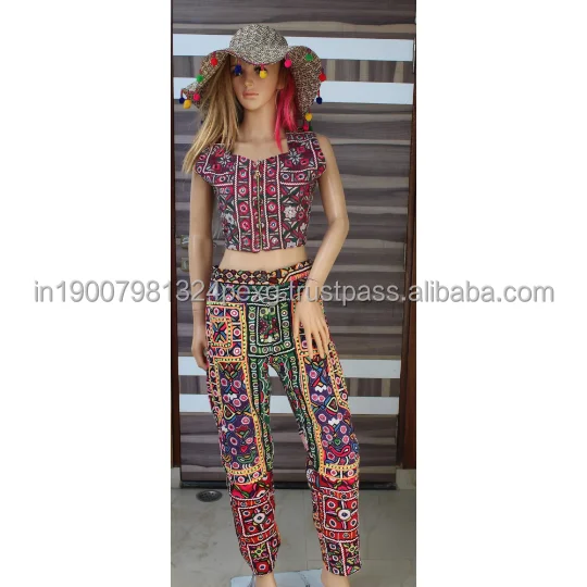 2021 Black Friday Sale Indian Banjara Dress Kutchi Embroidered Women Crop Top With Pant Mirror gypsy tribe clothing