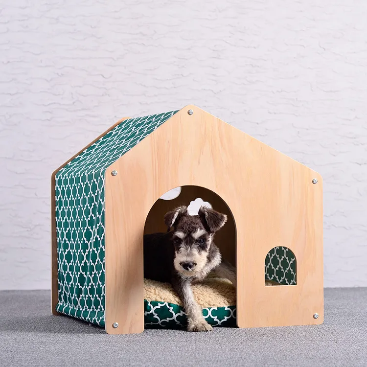 Shed Type Pet Tent Dog House Cat House Pastoral Design Birch Wood Cat House Dog Pad Pet Supplies