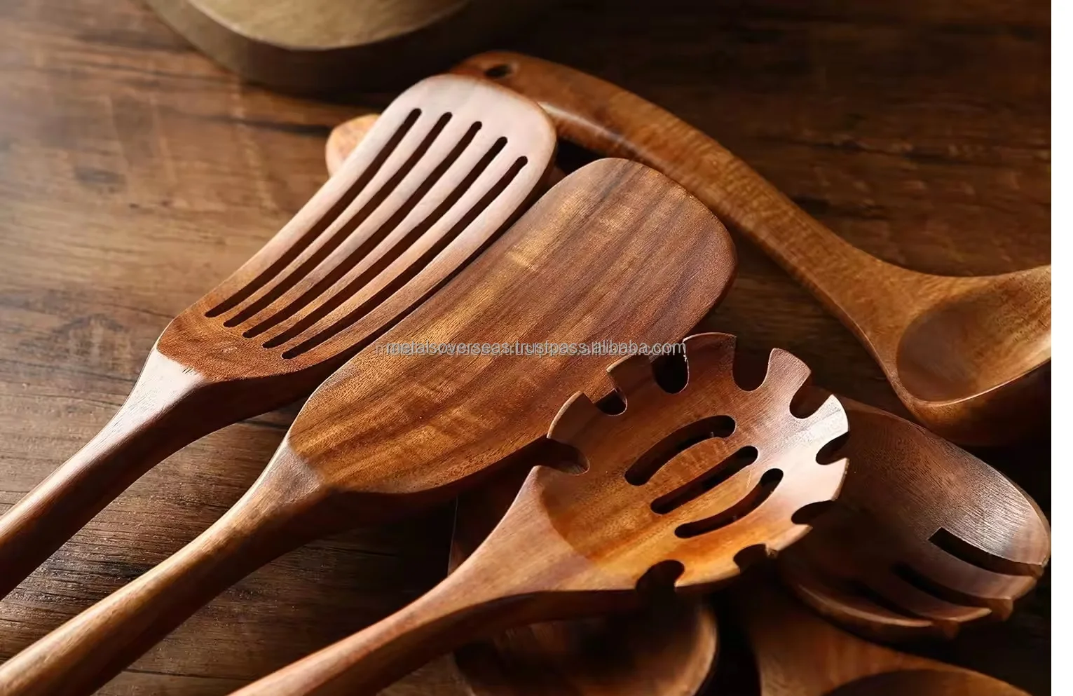 Advantageous Design Mango Wood Cutlery Set Deluxe Quality Customized Shape Wooden Kitchenware Utensils Tools