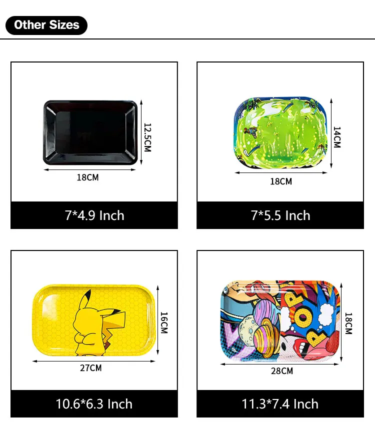 Wholesale Smoke Tray Low Moq Metal Custom Logo Serving Rolling Tray Set Tin Smoking Tray With Magnetic Lid