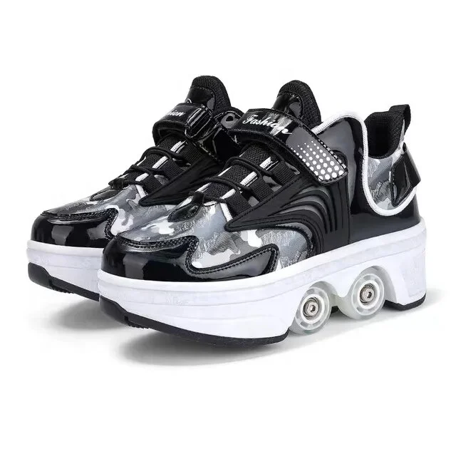 Deformation Parkour Four Wheels Rounds Of Running Casual Sneakers Unisex  Roller Shoes Skating Shoes wholesale
