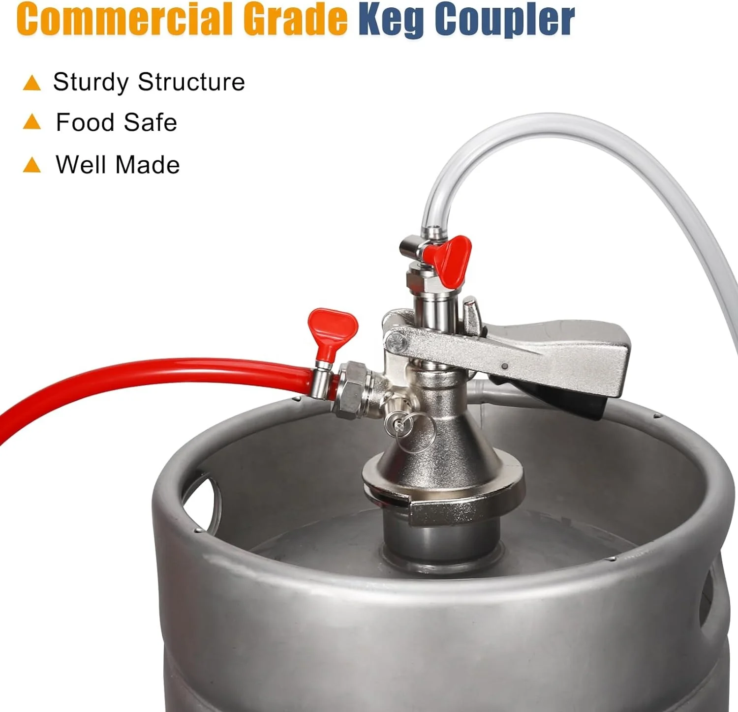 A type Keg Coupler German Slider A System Keg Coupler Stainless Steel Probe Beer Keg Tap with Pressure Relief Valve Beer Barrel