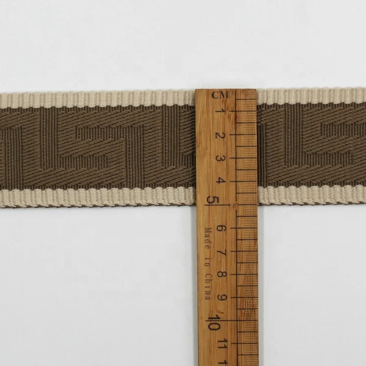 Manufacture 5cm high quality thick polyester woven tapes 2 inch elegant greek key embossed webbing straps for bag furniture