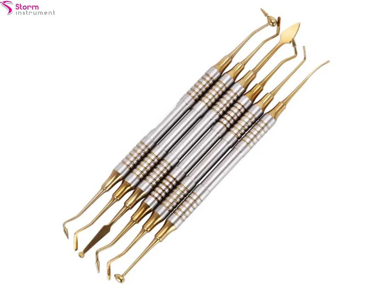 Dental Filling Spatula Titanium Plated Set Composite Filling Instruments Set 6 Filling Instruments Kit Storm Instrument