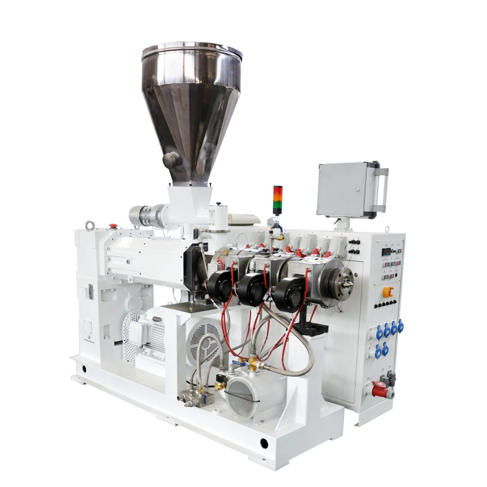 hot sell high torque twin conic screw extruders for plastic PVC pipe making