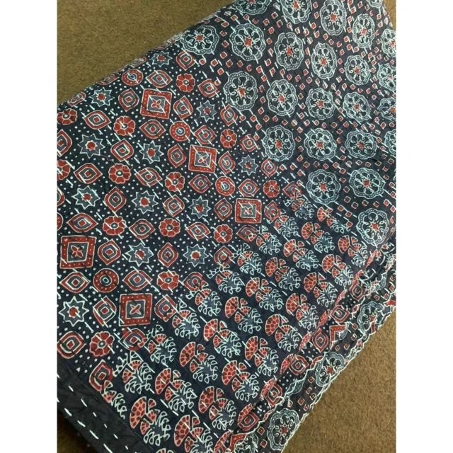 Ajrakh лоскутное покрывало большого размера ручной работы однотонное мягкое всесезонное kantha