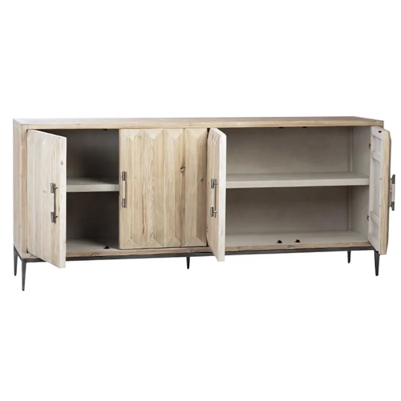 Minimalist Style recycled  wood  natural Cabinet living room 4-door sideboard