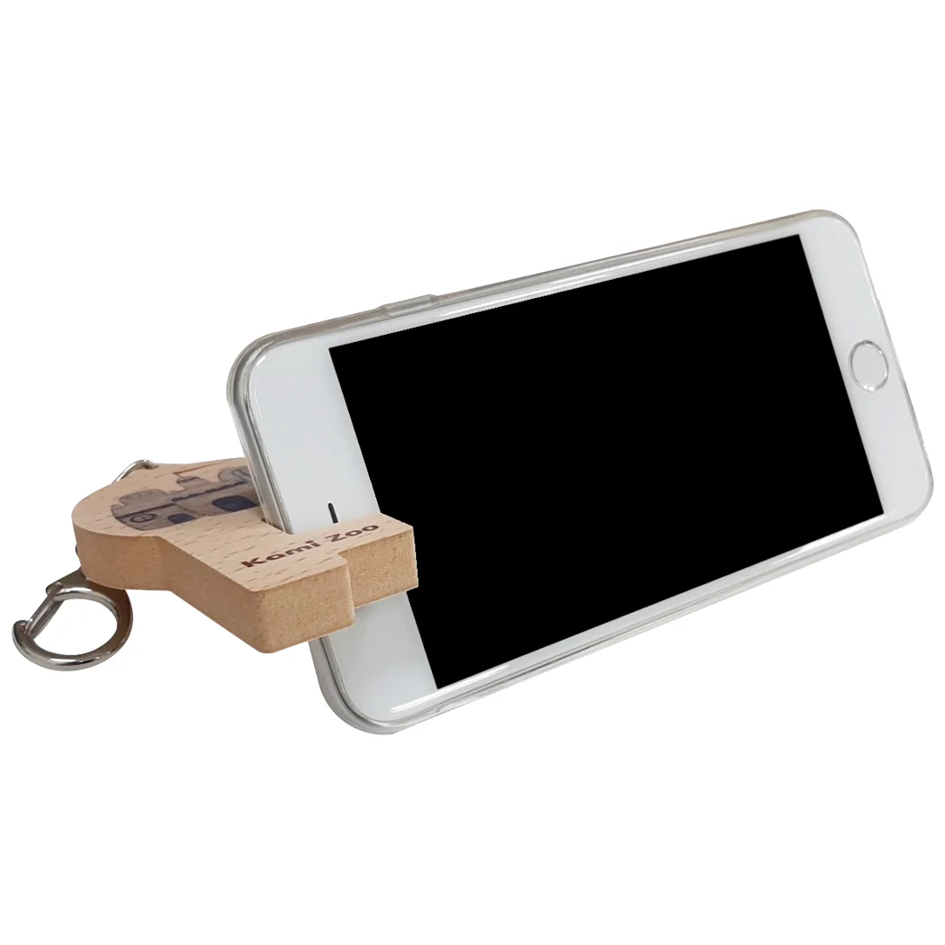 Portable Wood Key Ring Phone Stand Holder Animals Key Chains for Decoration