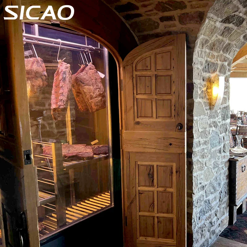 SICAO Custom Dry Aging Aged Cooler Refrigerator Fridge Glass Beef Meat Dry Dri Ager Cabinet Freezers Fro Smart air-dried meat