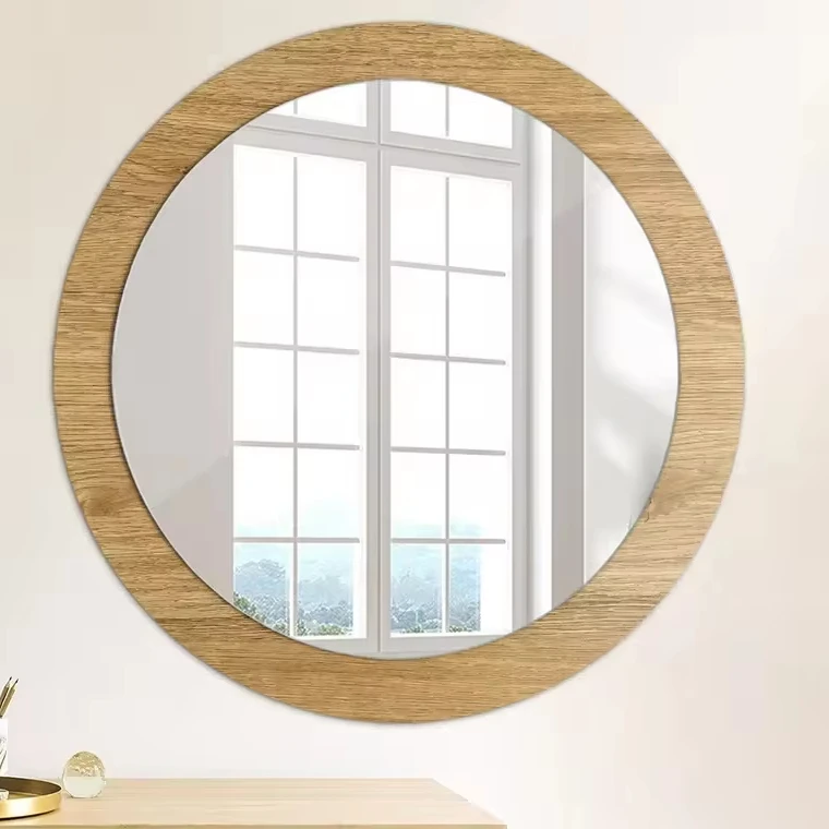 Wood Texture, Bronze, Unique Wall Mirror, Gift For Women with Tempered Glass Mirror for Unique Wall Decoration