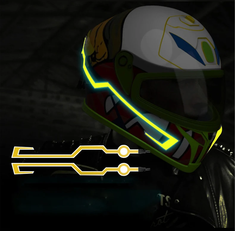 7 colors New arrival cool shapes riding led helmet light strip for full motorcycle helmet
