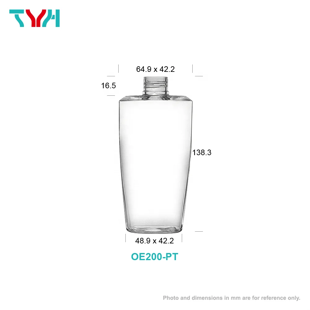 200ml 250ml PETG Clear Arc Round Eye Shape Plastic Cosmetics Single Wall Bottle with PP Sprayer Lotion Pump Caps (OE-PT Series)