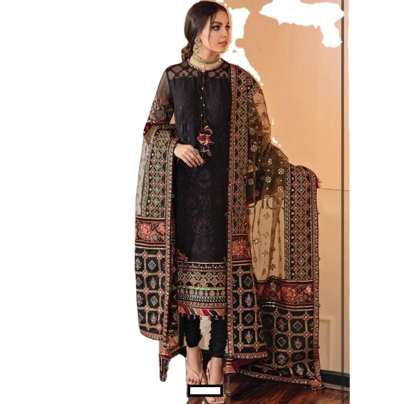 Shalwar kameez BLACK RED new wonderful color suit party amazing hot selling Pakistan ladies suit Indian summer & winter wear