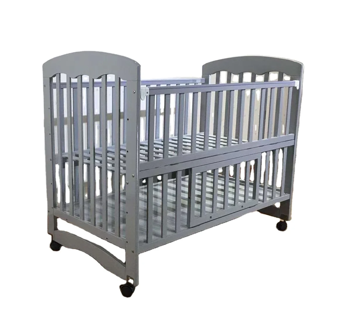 Pine Wood Baby Crib, cots, Natural Infant and Toddler Beds, Furniture for Newborn