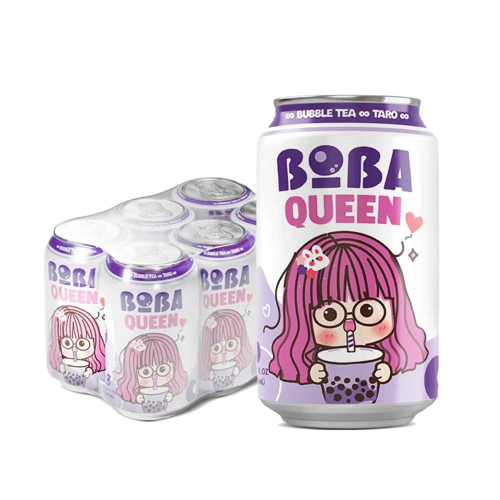 Горячий чай с пузырьками Таро консервированный 330 мл | Boba Queen Bubble Tea напитки маття коричневый сахар оригинальный молочный сертифицированный Халяль ISO GMP