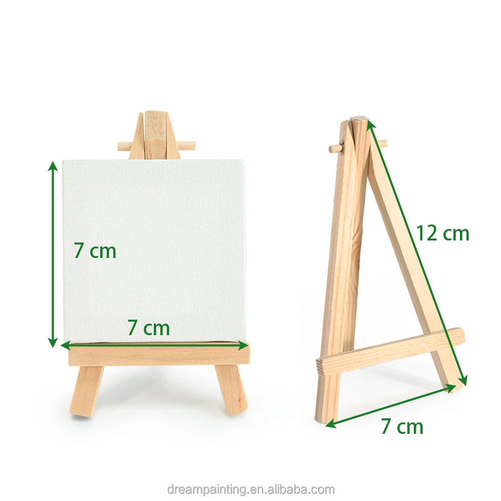 7x12.5cm Mini Easel With 7x7cm Canvas Set Tabletop Wooden Stand Stretched Print Art Painting