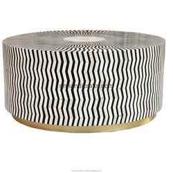 Hot Selling Latest Design Steel Iron Metal Golden White Black Powder Coated Round Printed Design Coffee Table Coffee Tables Bar