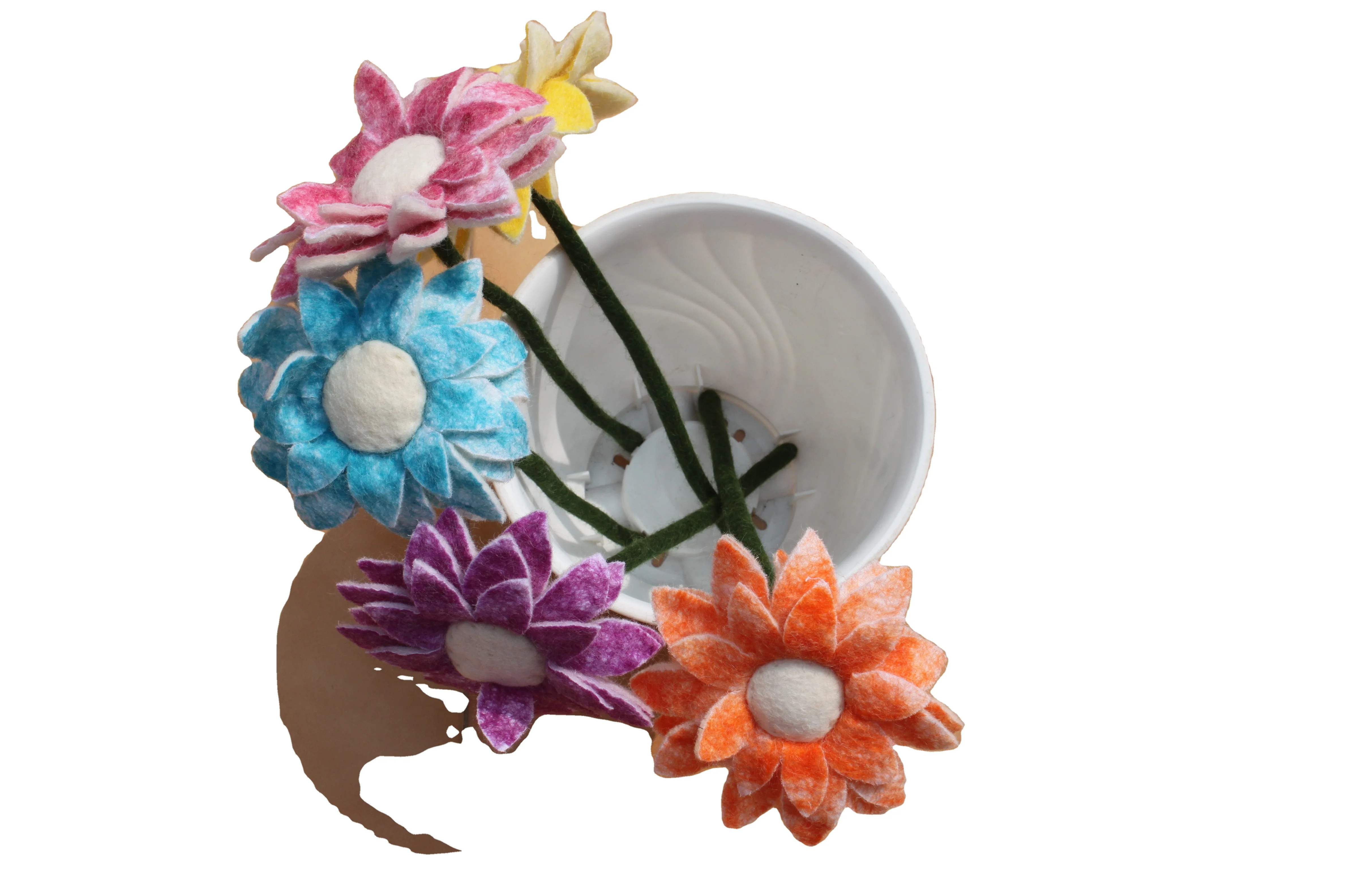 Handmade Nepali Felt Decorative Artificial Flower Fake Plants Wedding Bridle Bouquet Indoor Outdoor Home Kitchen Office Table