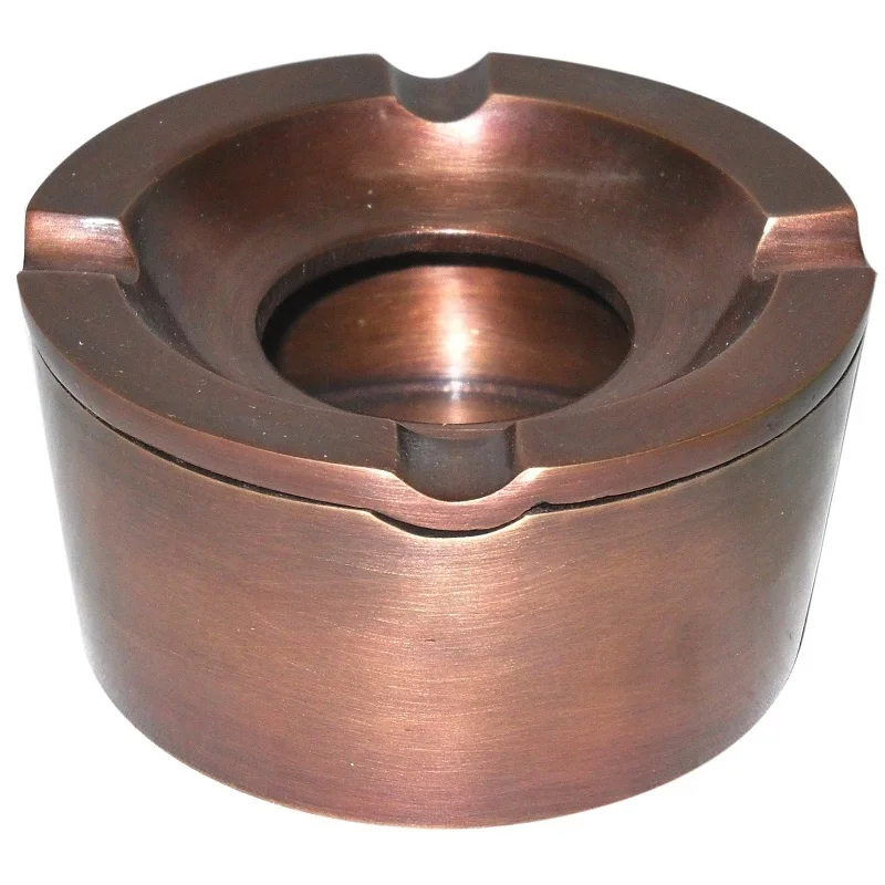 High Quality Acacia Wood Ashtray Handcrafted Unique Design Cigar Lighter Smoking Accessory Metal Inlay Creative Household