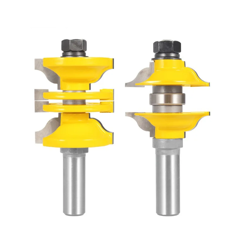 Woodworking 2PCS Router Bit Set Door Frame Tenon & Cabinet Door Knife Adjustable One-Time Forming Milling Cutter