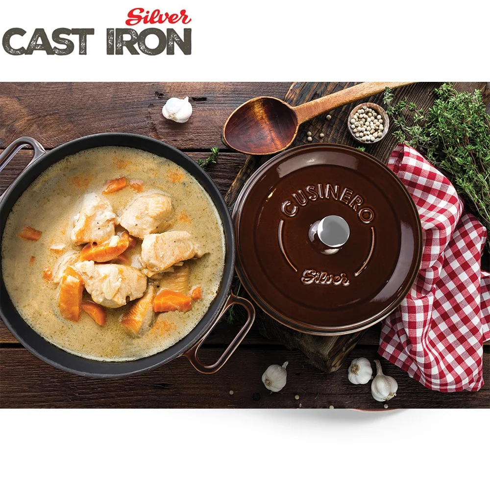 Cast Iron Dutch Oven casserole pot Enameled Non Stick pot cookware kitchenware 28 cm Made in TURKEY Hot sale HIGH QUALITY