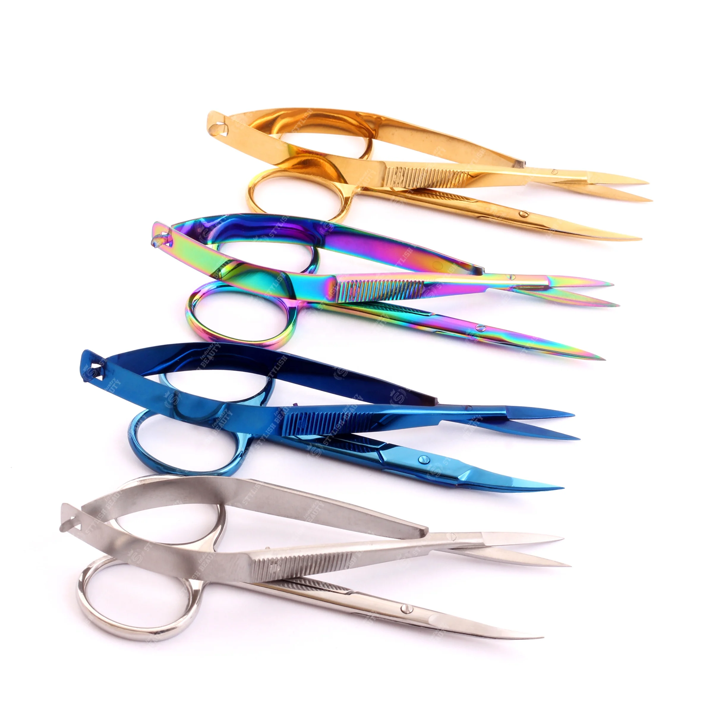 Manicure Tools Professional Cuticle Scissors Eye Brow Squeeze Spring Scissors Cutter Open Eye Micro scissors