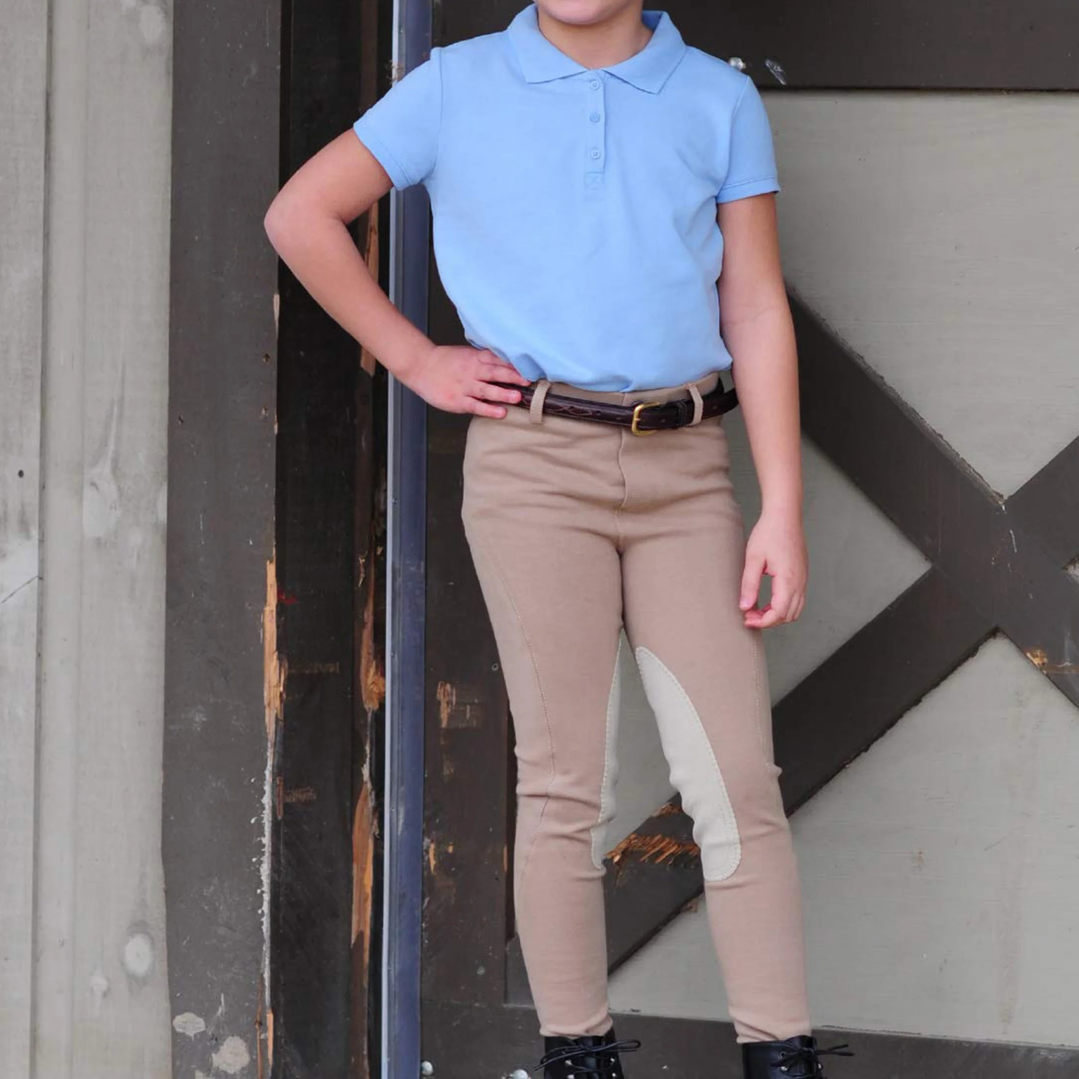 Horsekraft Equestrian Clothing Stretchable Pants Cotton Spandex Fabric Suede Knee Patch Kids Breeches from Indian Exporters