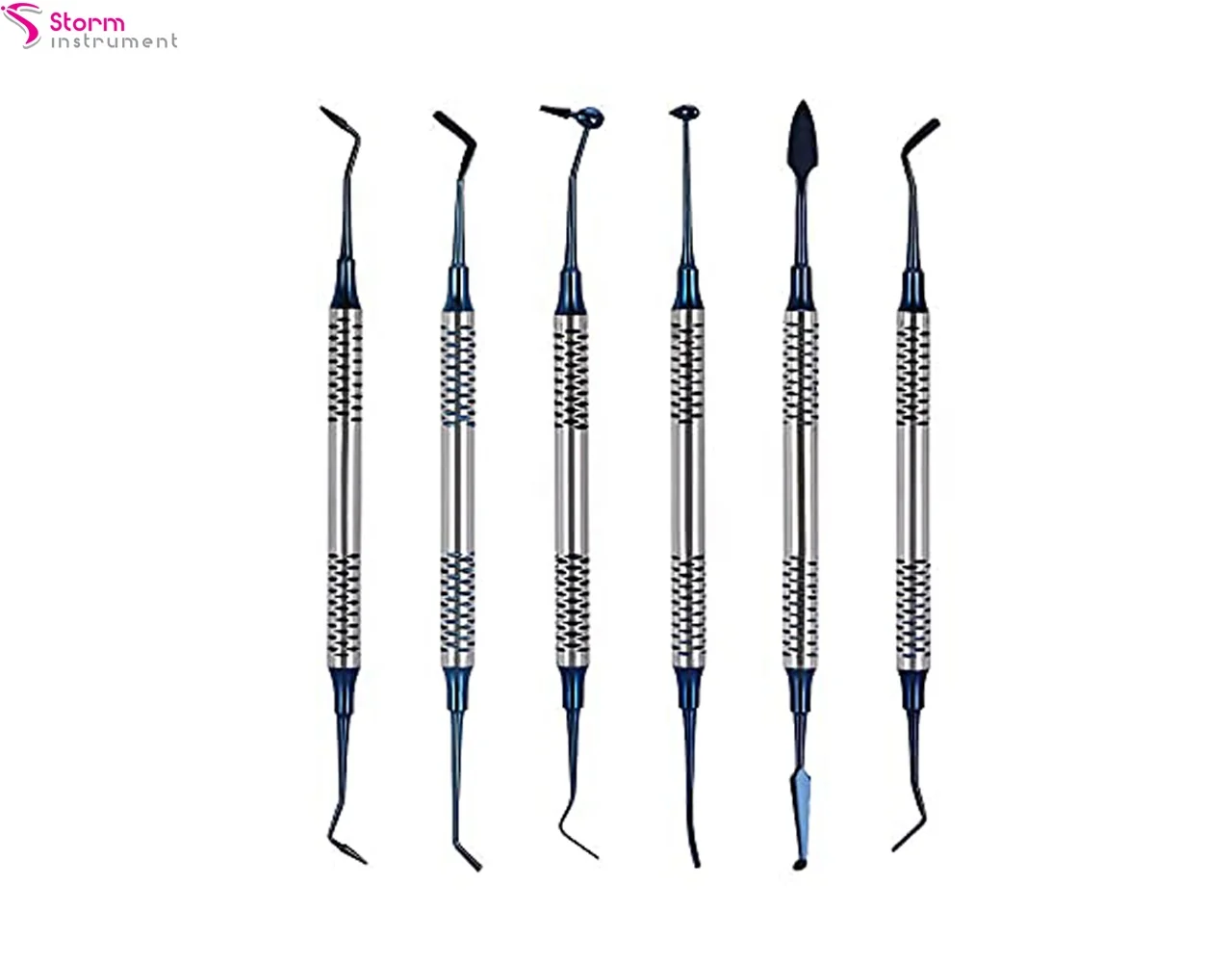 Dental Filling Spatula Titanium Plated Set Composite Filling Instruments Set 6 Filling Instruments Kit Storm Instrument