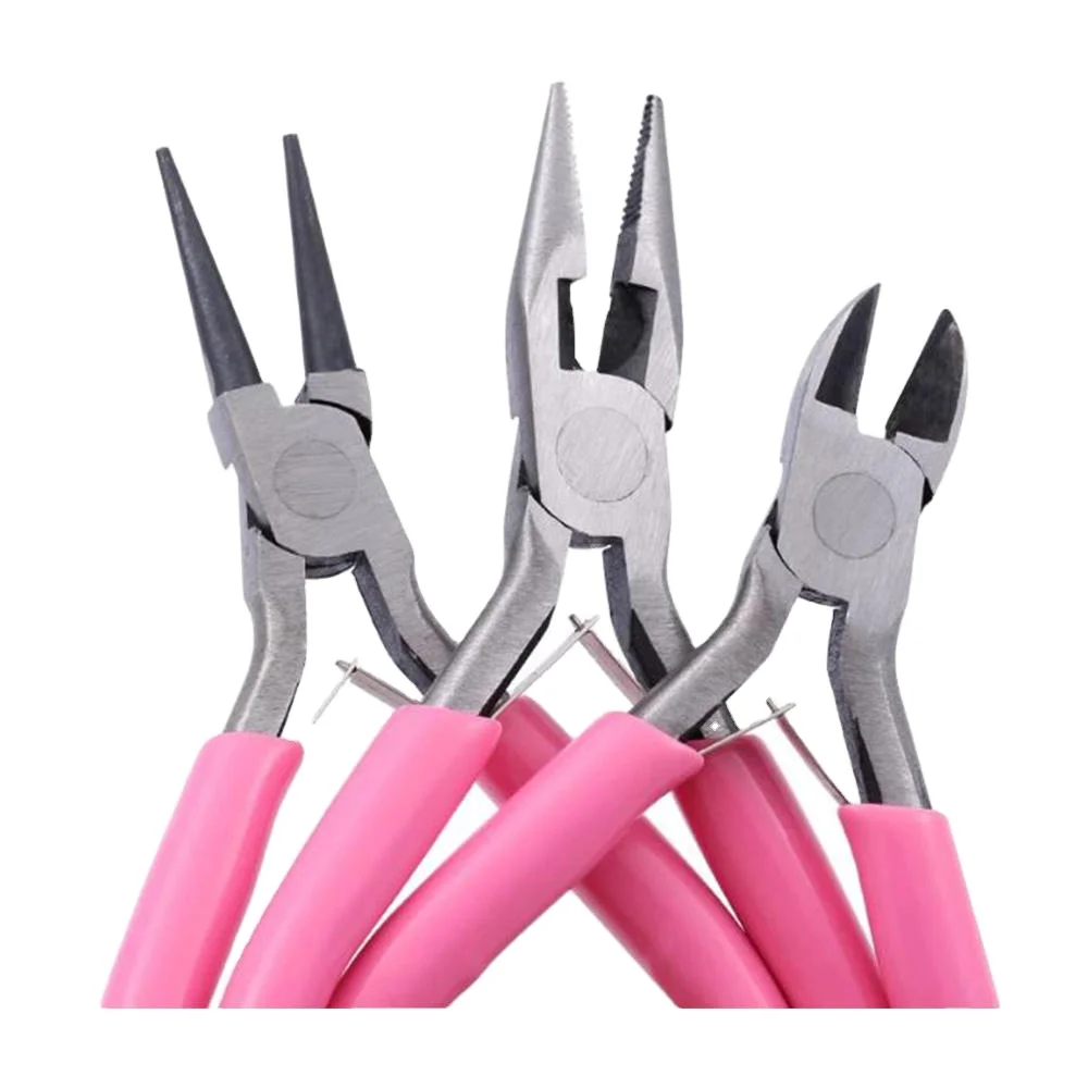 3Pcs Pink Jewelry Pliers Set Wire Cutting Bending Plier Jewelry Making Tools Kit