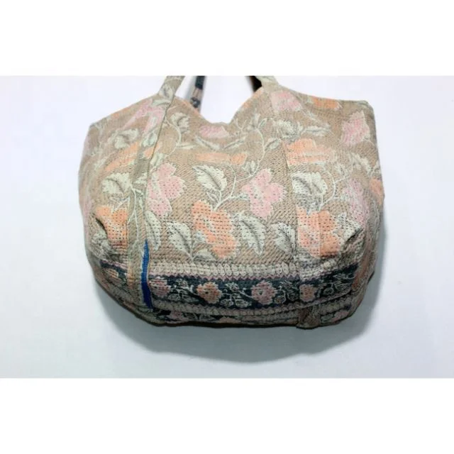 Vintage Hand Stitched Indian 100% Cotton Wholesale Tote Bag Kantha Handle Side Sling Bag For Office Bohemian Bag