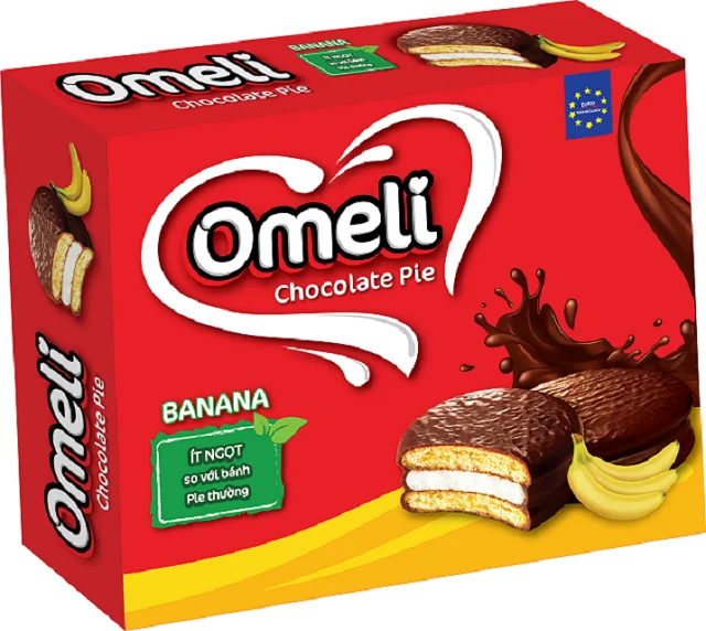 Omeli/OEM Brand High Quality Chocolate Coated Original Flavor Biscuits Pie in Box Delicious Cake Made in Vietnam