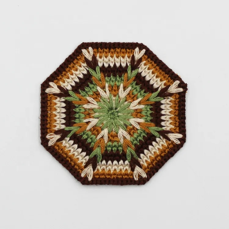 Custom Embroidery Crochet Applique Cup Mat Table Polygon Coaster Coffee Pads Accessories Clothes Patches