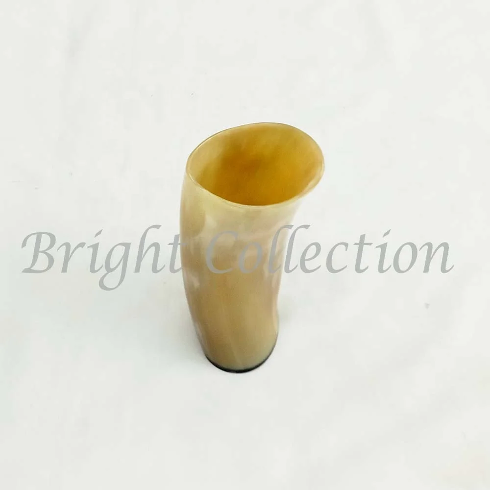 White Natural Color Cow Horn Decorative Round Edge Natural Buffalo Horn Beer Mug Viking Drinking Horn Tankard Mug/Cup Carved