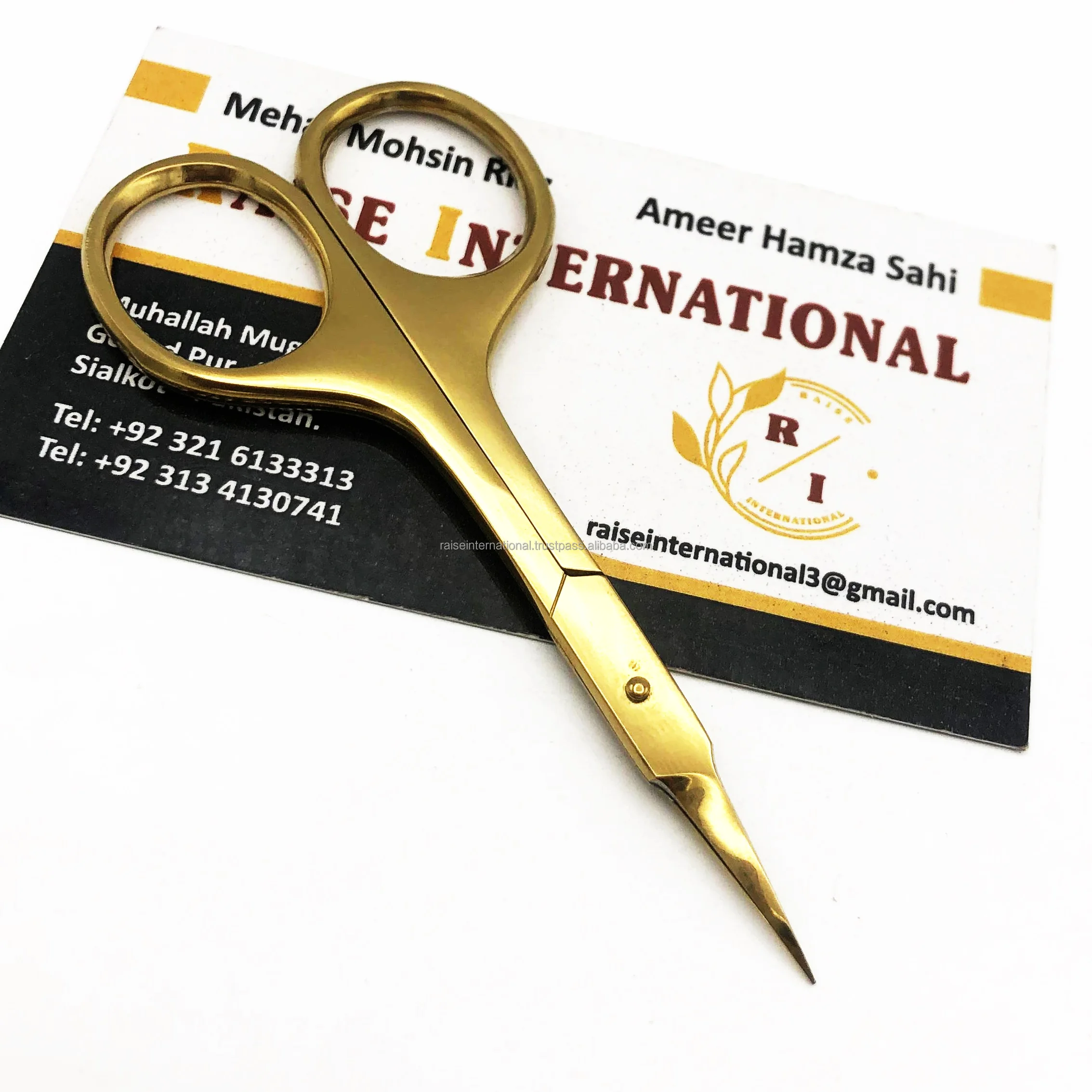 High Quality Best Selling Curved Makeup Plasma Gold Eyelash Eyebrow Beauty Scissors Eco-Friendly Small Nose Hair Scissors