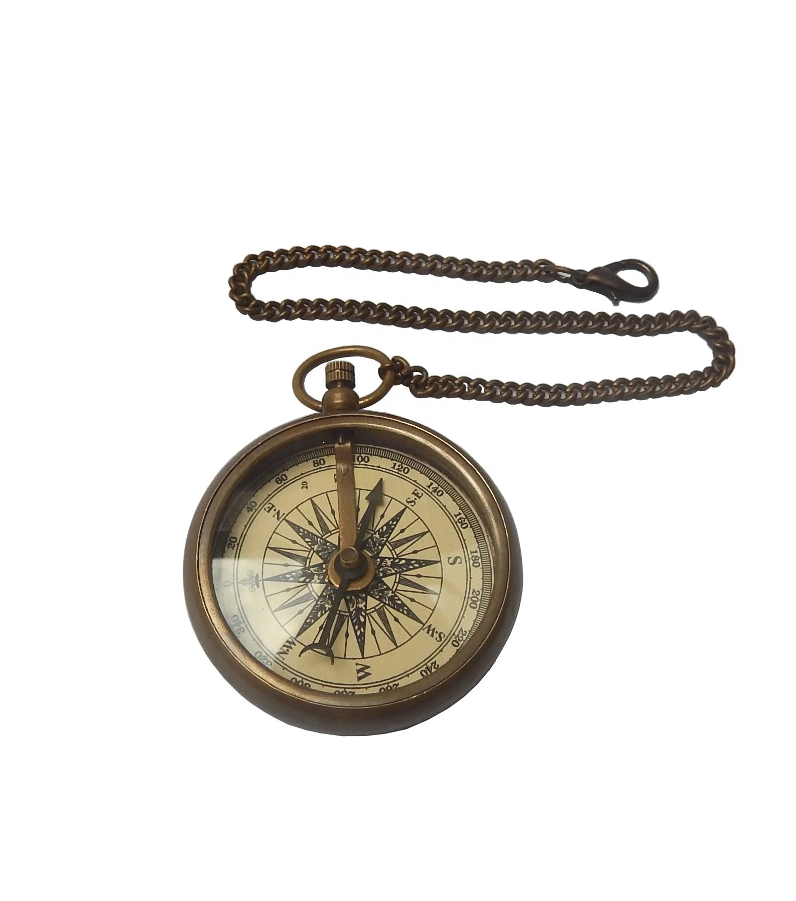 Top Selling Brass Antique Sundial Compass nautical vintage shiny brass compass high quality & royal navy compass