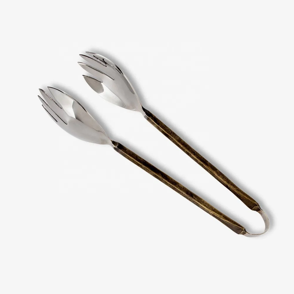 Stainless Steel Round Rustic Handle Multi Purpose Serving Tong stainless steel kitchen tongs mini serving tongs