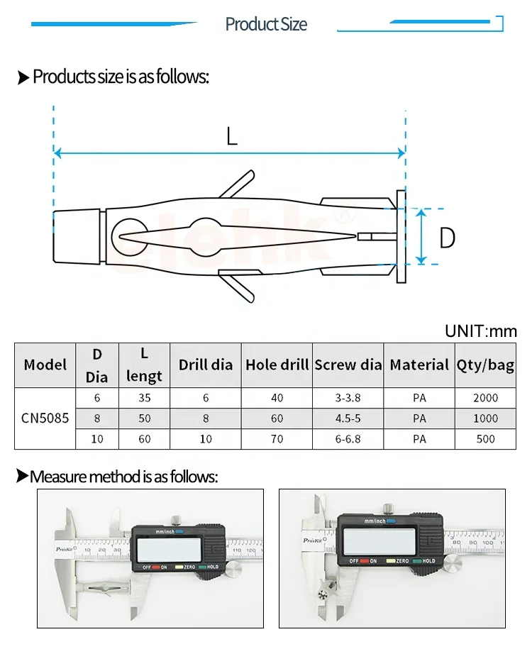 PA materia high quality and multiple-style plastic wall  plug anchor  for hollow brick