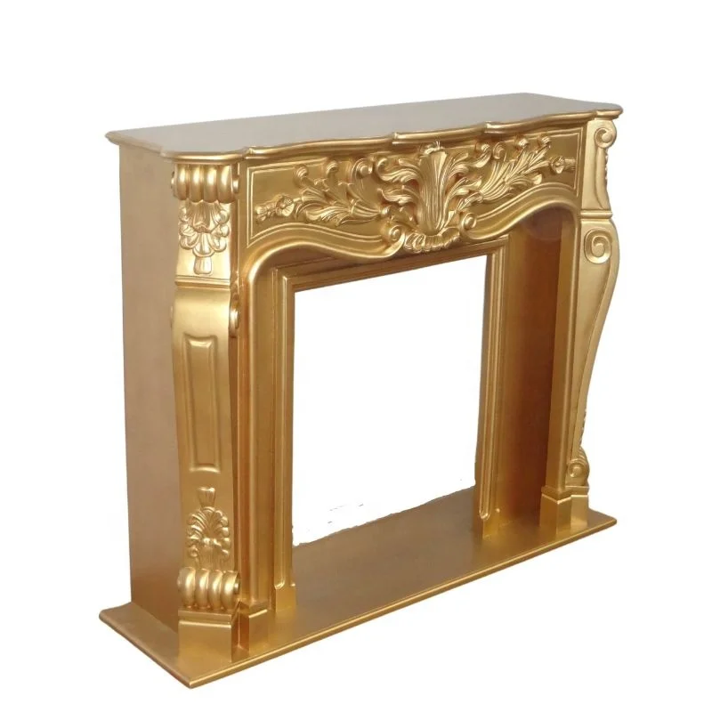 Золотой камин античный из массива дерева для гостиной и гостиничной мебели во французском стиле