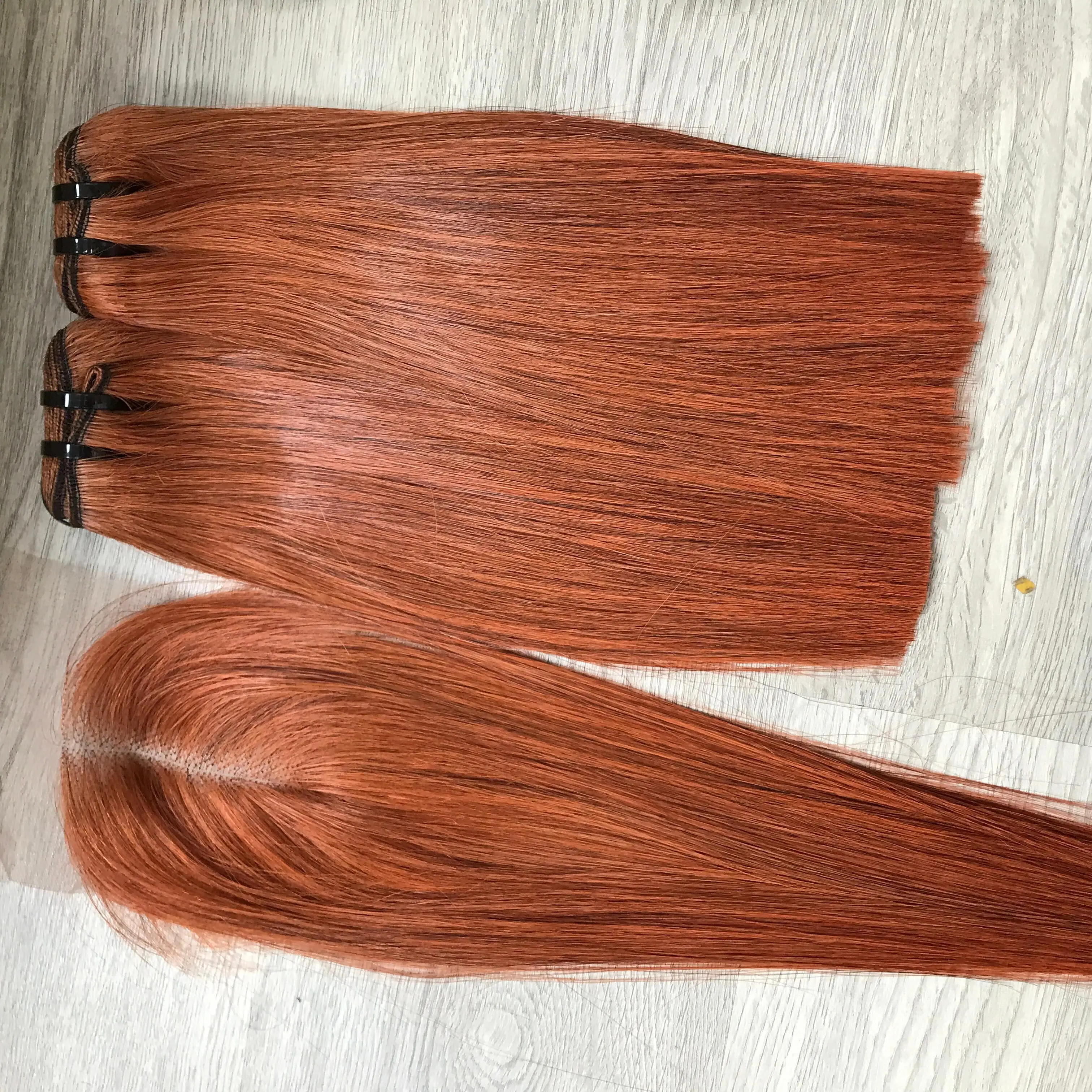 Orange Bone Straight Virgin Human Hair Bundles Unprocessed Genius Weft Raw Vietnamese Hair Black Women Soft HD Styles Cheap