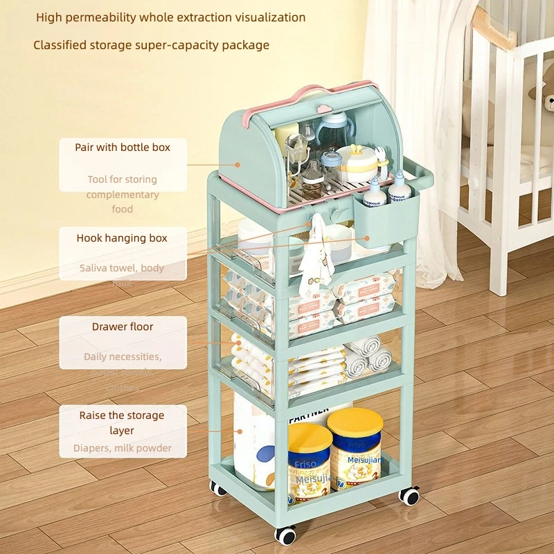 4 Tier Bedroom Trolley Baby Utility Rolling Storage Holder Accessories Storage Organizer Shelves In Hand Cart Kitchen Rack