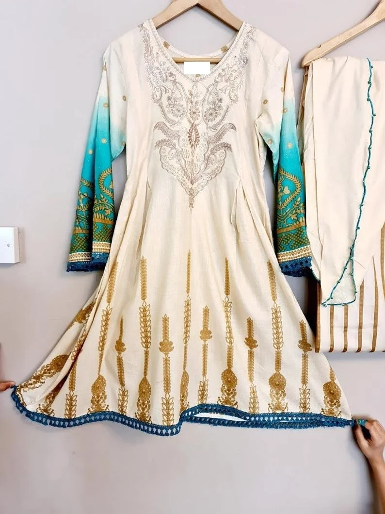 Пакистанское индийское плотное платье для газона с вышивкой, готовое платье шальвар камиз, одежда, Лидер продаж 2021